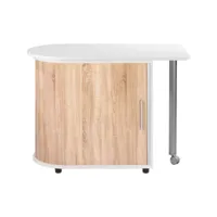 bureau informatique blanc et table pivotante - coloris: chêne naturel cool100blc