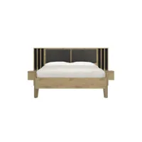 lit double rivoli avec tables de chevet et éclairage  140 x 200 cm  artisan oak design