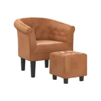 fauteuil salon - fauteuil cabriolet avec repose-pied marron similicuir 70x56x68 cm - design rétro best00009072848-vd-confoma-fauteuil-m05-1032