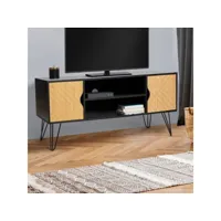 meuble tv vintage leoni 2 portes motifs graphiques 113 cm