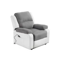 paris prix - fauteuil de relaxation electrique ota 96cm blanc & gris