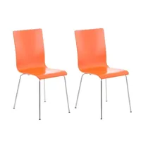 lot de 2 chaises de cuisine en bois orange et métal cds10070