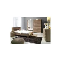 ensemble design pour chambre à coucher romi. lit avec sommier 160x200 cm, deux tables de chevet et commode.