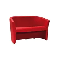 tmas - canapé moderne pour salon bureau - 76x126x60 cm - pieds en bois - rembourrage en cuir écologique doux - 2 places - rouge