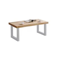 matika - table basse relevable bois et acier blanc l120