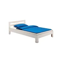 lit simple theo 90 x 190 cm cadre de lit pour enfant en pin massif lasuré blanc, avec tête de lit