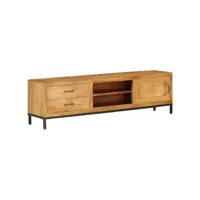 meuble tv - armoire de tv  banc tv  pour salon bois de manguier massif 140 x 30 x 40 cm -neww16178
