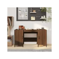 bureau informatique table de bureau - chêne marron 140x50x75 cm bois d'ingénierie meuble pro frco60690