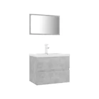 colonne salle de bain - moderne meubles de salle de bain gris béton bois d'ingénierie fr2024