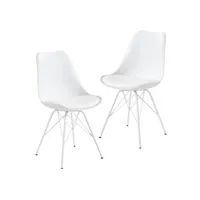 finebuy ensemble de 2 chaises de salle à manger chaise de cuisine en plastique design scandinave  chaise shell avec revêtement en simili cuir  chaise rembourrée chaise rembourrée