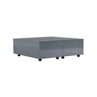 table de salon gris brillant 100x100x35 cm