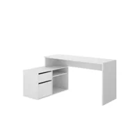 bureau d'angle reversible 1 tiroir + 1 porte - blanc - l 139 x p 92 x h 75 cm - rox #ocp