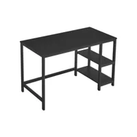 bureau informatique table avec rangement avec étagère à 2 niveaux à gauche ou à droit pour bureau salon cadre en métal style industriel noir helloshop26 12_0001279