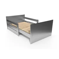 lit évolutif enfant avec tiroir bois 90 x (140,170,200) gris aluminium evol90-ga