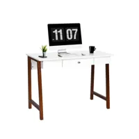bureau informatique 103 x 50 x 76,5cm table en bois avec grand plan de travail , tiroir charge 54kg moderne
