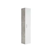 armoire de rangement de pluto hauteur 150cm beton avec blanc - meuble de rangement haut placard armoire colonne