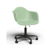 chaise de bureau avec accoudoirs - chaise de bureau avec roulettes - structure noire weston vert pastel