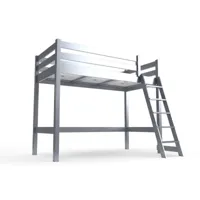 lit mi-hauteur abc 90x200 bois avec échelle inclinée 90x200  gris aluminium hautabc-ga
