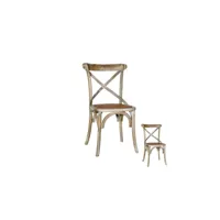 duo de chaises bois gris vieilli - brett - l 46 x l 42 x h 87 cm - neuf