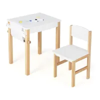giantex table enfant avec chaise et tiroir-table à dessin avec rouleau de papier pour étudier écrire déssiner pour chambre d’enfant