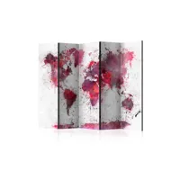 paravent 5 volets - world map: red watercolors ii [room dividers] a1-paraventtc1949
