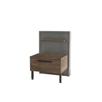 table de chevet 1 tiroir ralta style moderne bois foncé et gris