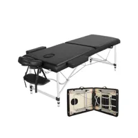 yaheetech table de massage pliante professionnelle 90 x 213 cm lit de massage cosmétique portable 2 section aluminium housse de transport