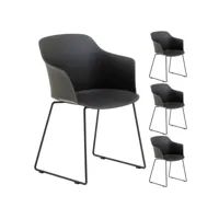 lot de 4 chaises de jardin foro fauteuil d'extérieur en plastique blanc résistant aux uv et pieds en métal noir