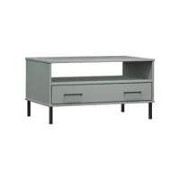 table de salon avec pieds en métal gris 85x50x45 cm bois oslo