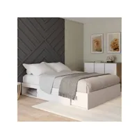cadre de lit salem avec rangements et sommier 140 x 190 cm blanc