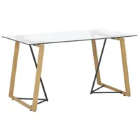 table à manger transparente et effet bois clair 140 x 80 cm tacoma 237258