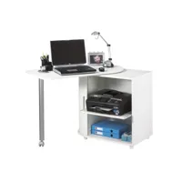 bureau informatique blanc et table pivotante - coloris: blanc cool100bl
