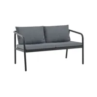 canapé fixe 2 places de jardin  sofa banquette de jardin avec coussins gris aluminium meuble pro frco69406