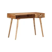bureau informatique table de bureau - 115x50x76 cm bois d'acacia massif meuble pro frco96730