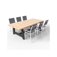 ensemble table de jardin ubud +  6 chaises de jardin palawan blanches