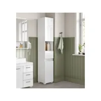 vasagle colonne de salle de bain, avec tiroir, étagères réglables, compartiments, 30 x 30 x 170 cm, blanc 30 x 30 x 170 cm