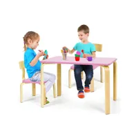 giantex nsemble table et chaise pour enfant, inclus 1 table et 2 chaises, bonne protection en bois courbé, idéal pour l’intérieur