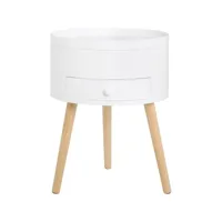 table de chevet blanche avec tiroir+compartiment.table de nuit ronde en bois.38x38x50cm