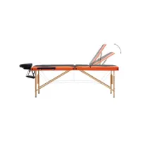 vidaxl table de massage pliable 3 zones bois noir et orange 110211