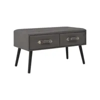 banquette pouf tabouret meuble banc avec tiroirs 80 cm gris synthétique helloshop26 3002125