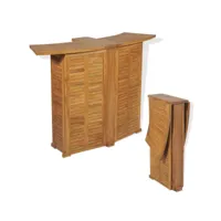 table pliable de bar table haute  table de cuisine 155x53x105 cm bois de teck solide meuble pro frco70852