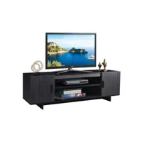 meuble tv pour téléviseur jusqu'à 165 cm/65,support multimédia avec 2 placards et etagères de rangement ouvertes noir