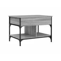 table de salon sonoma gris 70x50x50 cm bois d'ingénierie et métal