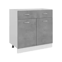 meuble bas de cuisine gris béton 80x46x81,5 cm