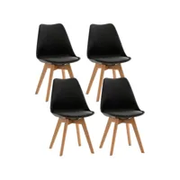 lot de 4 chaises de cuisine linares , noir /plastique