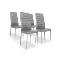 designetsamaison - lot de 4 chaises salle à manger grises - lena c-lena08