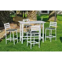 ensemble table et chaises de jardin galicia 130 blanc + coussins 29444