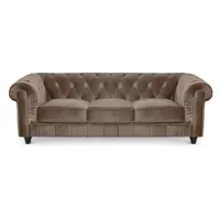 grand canapé 3 places chesterfield velours taupe