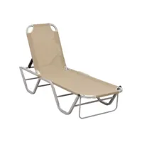 transat chaise longue bain de soleil lit de jardin terrasse meuble d'extérieur aluminium et textilène crème helloshop26 02_0012253