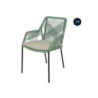 lot de 4 chaises de jardin séville vert menthe - jardideco